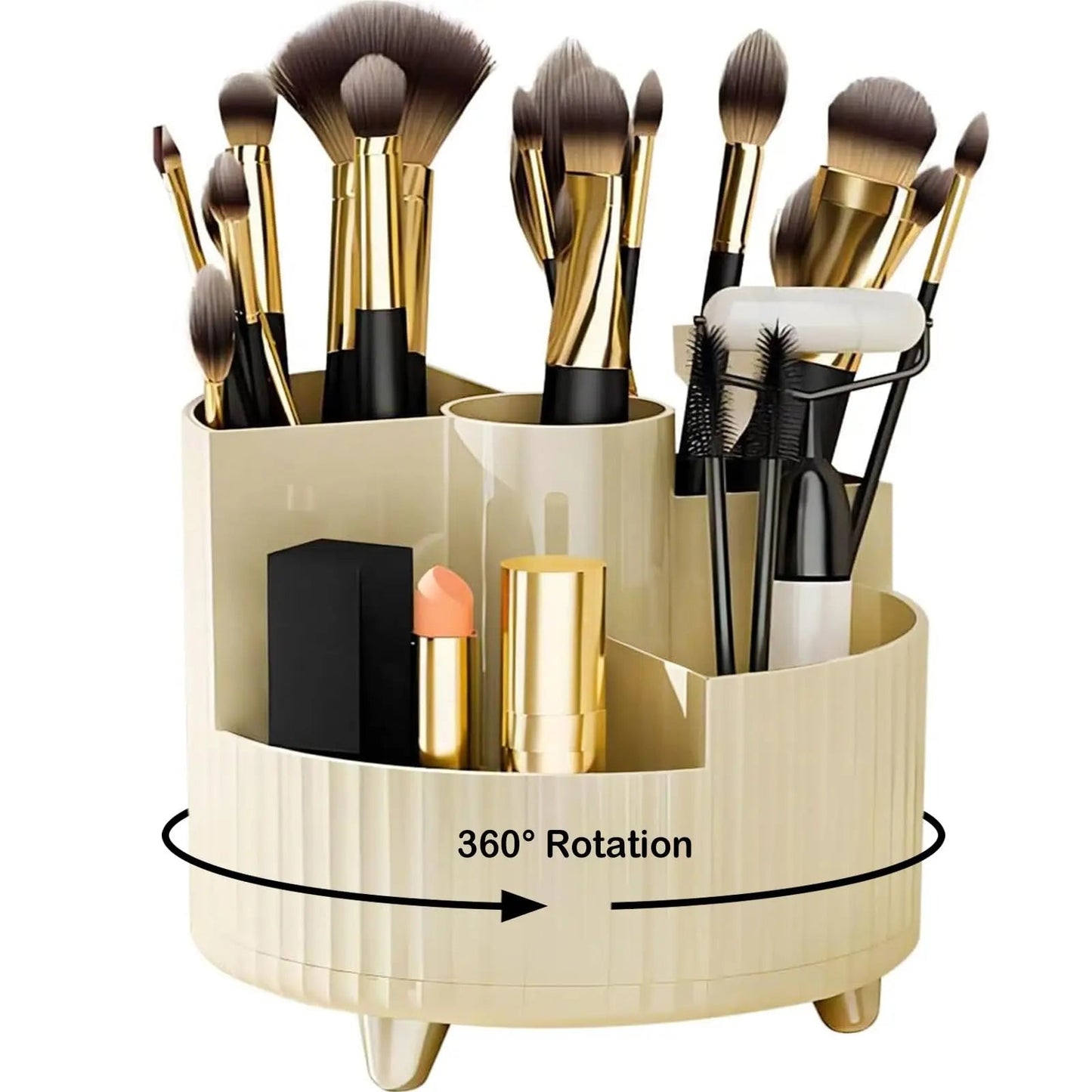 Boîte de Rangement Cosmétique - Rotative - Rangement Express Rangement Express 14:200006152#Brush Holder Beige Boîte de Rangement Cosmétique - Rotative