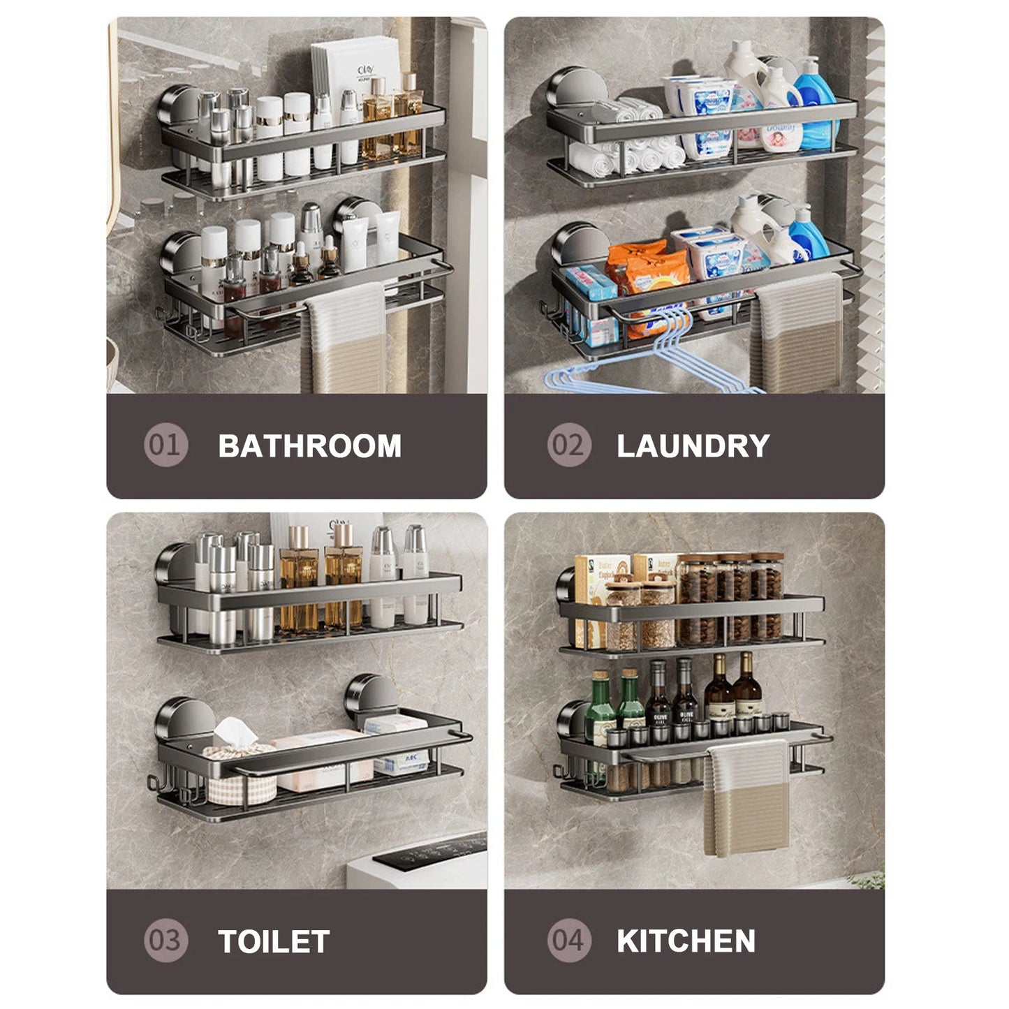 Support de Tringle à Rideaux Sans Perçage – Organisation - Rangement Express Rangement Express 14:29#1 PCS Grey;200007763:201336100 Support de Tringle à Rideaux Sans Perçage – Organisation