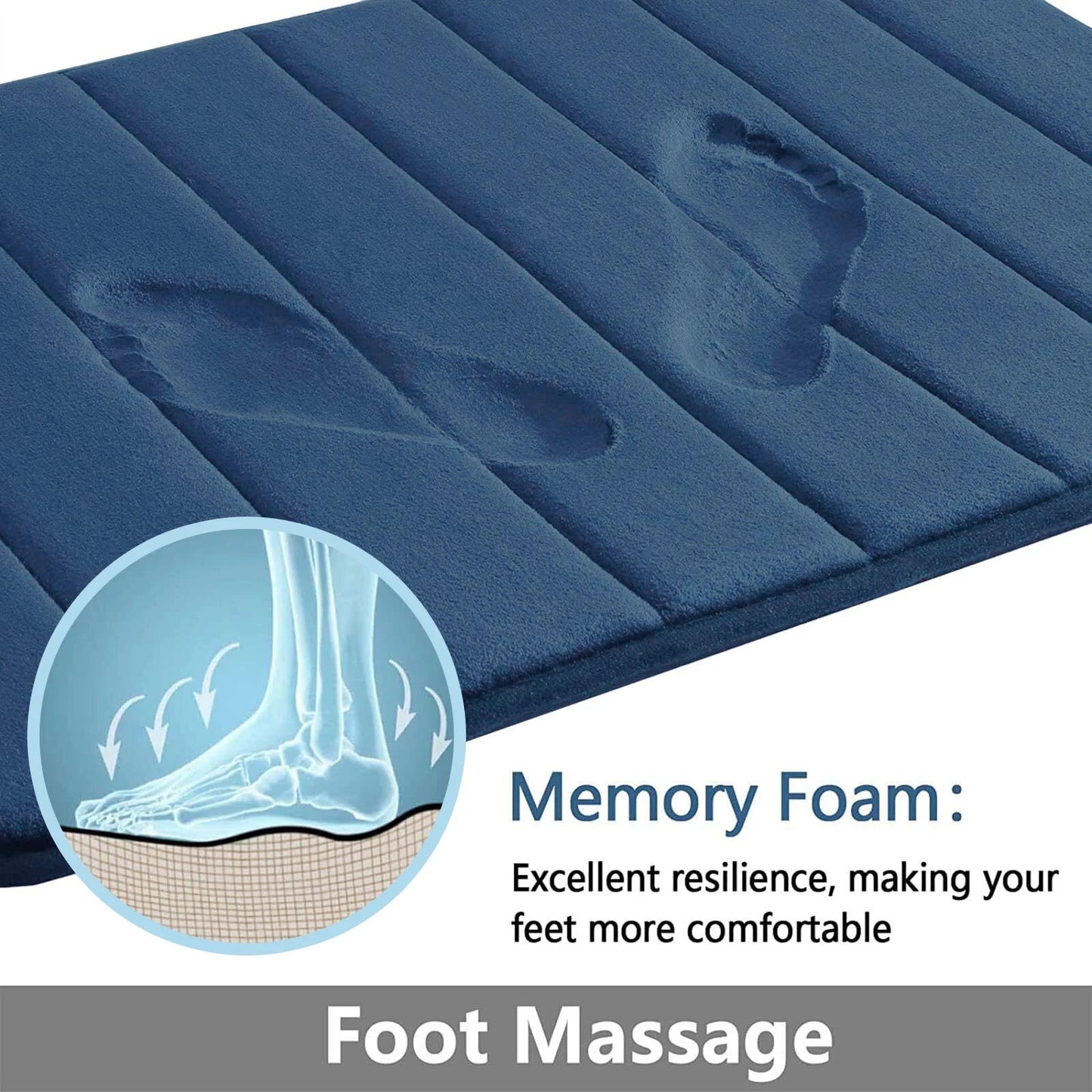 Tapis de Bain en Mousse à Mémoire de Forme – Douceur - Rangement Express Rangement Express 14:10#Navy Blue;183:200007737#C 50x60CM U - Shape Tapis de Bain en Mousse à Mémoire de Forme – Douceur