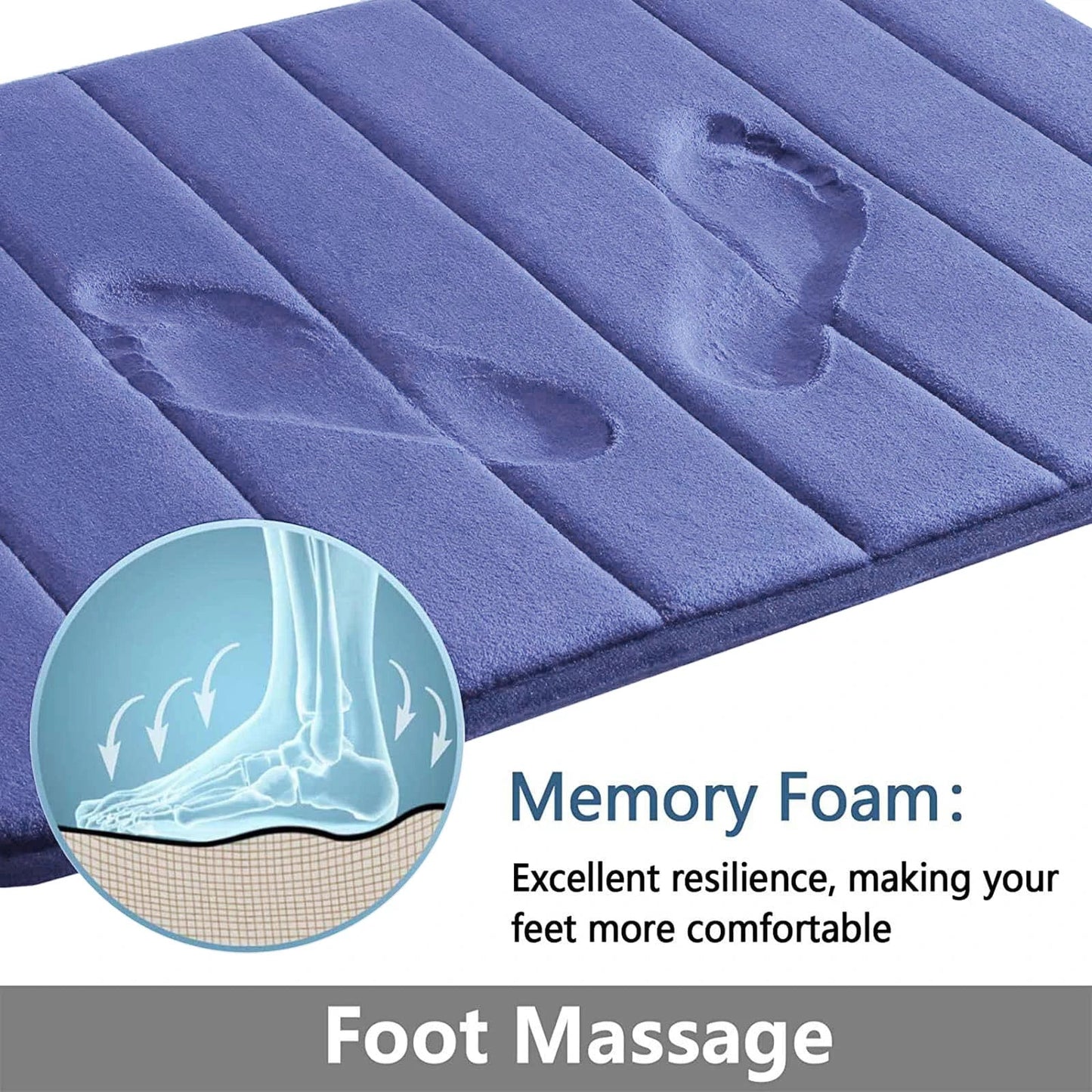 Tapis de Bain en Mousse à Mémoire de Forme – Douceur - Rangement Express Rangement Express 14:175#Bluish purple;183:200007737#C 50x60CM U - Shape Tapis de Bain en Mousse à Mémoire de Forme – Douceur