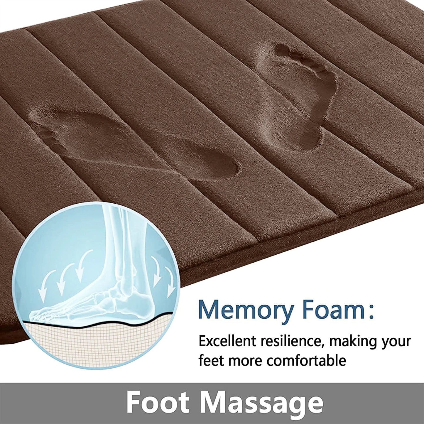Tapis de Bain en Mousse à Mémoire de Forme – Douceur - Rangement Express Rangement Express 14:193#Brown;183:200007738#A and B Tapis de Bain en Mousse à Mémoire de Forme – Douceur