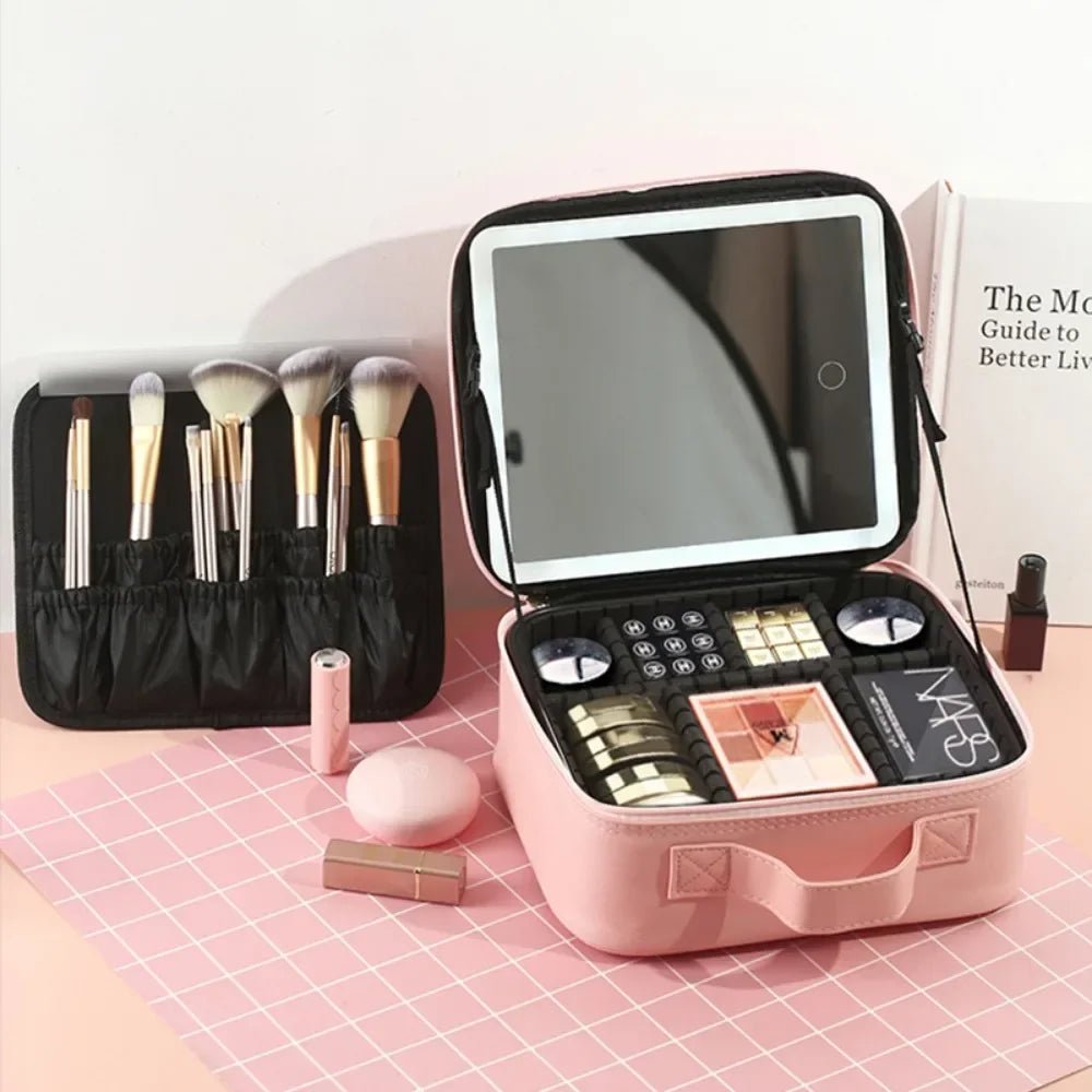 Trousse de Maquillage avec Miroir LED - Rangement Express Rangement Express 14:1052 Trousse de Maquillage avec Miroir LED
