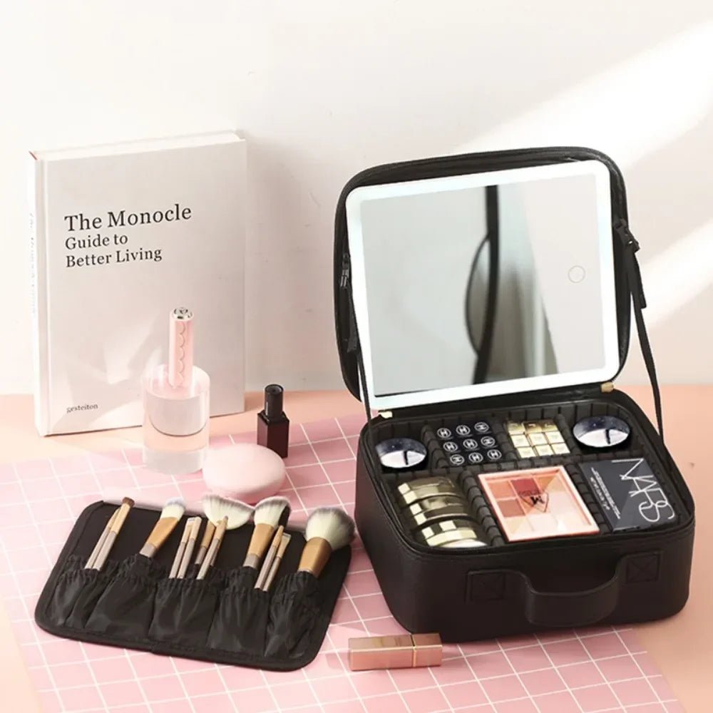 Trousse de Maquillage avec Miroir LED - Rangement Express Rangement Express 14:193 Trousse de Maquillage avec Miroir LED