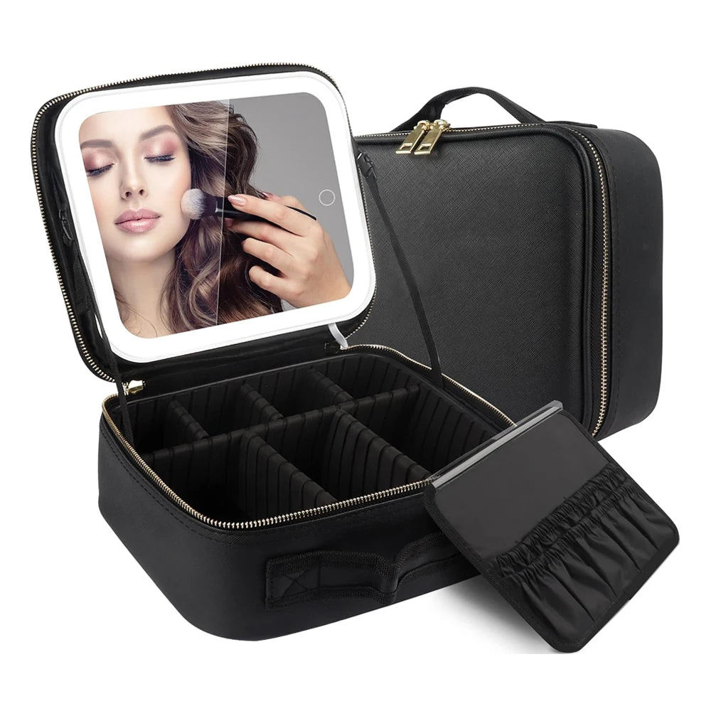 Trousse de Maquillage avec Miroir LED - Rangement Express Rangement Express 14:193 Trousse de Maquillage avec Miroir LED