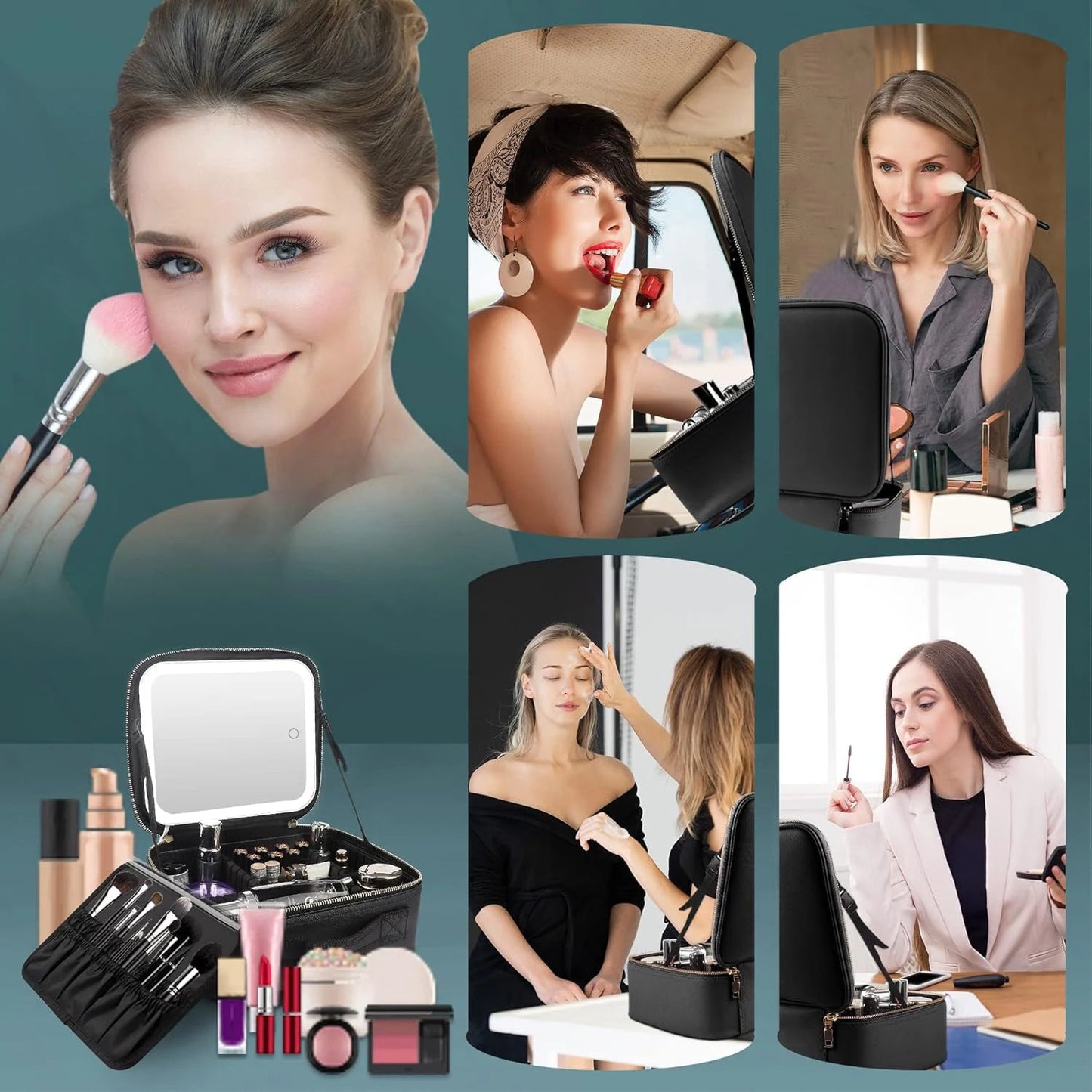 Trousse de Maquillage avec Miroir LED - Rangement Express Rangement Express 14:193 Trousse de Maquillage avec Miroir LED