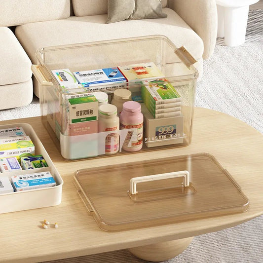 Boîte de Rangement Médicaments ALEjon – Double Couche, Transparente et Élégante - Rangement Express Rangement Express 14:193#S Gray Boîte de Rangement Médicaments ALEjon – Double Couche, Transparente et Élégante