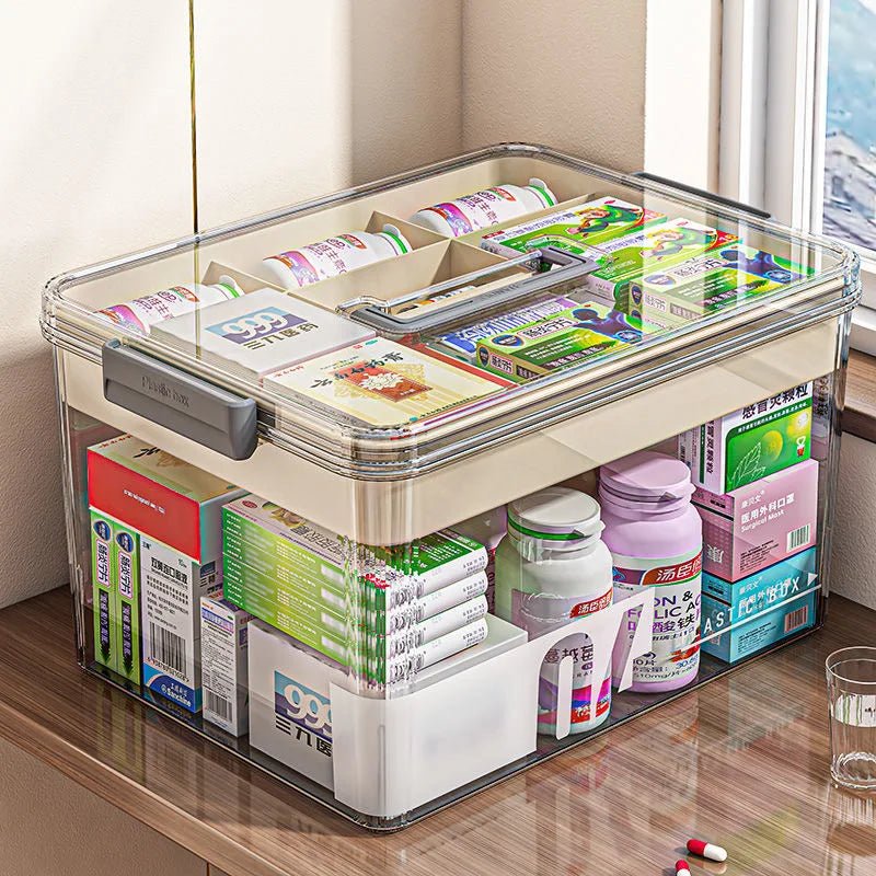 Boîte de Rangement Médicaments ALEjon – Double Couche, Transparente et Élégante - Rangement Express Rangement Express 14:193#S Gray Boîte de Rangement Médicaments ALEjon – Double Couche, Transparente et Élégante