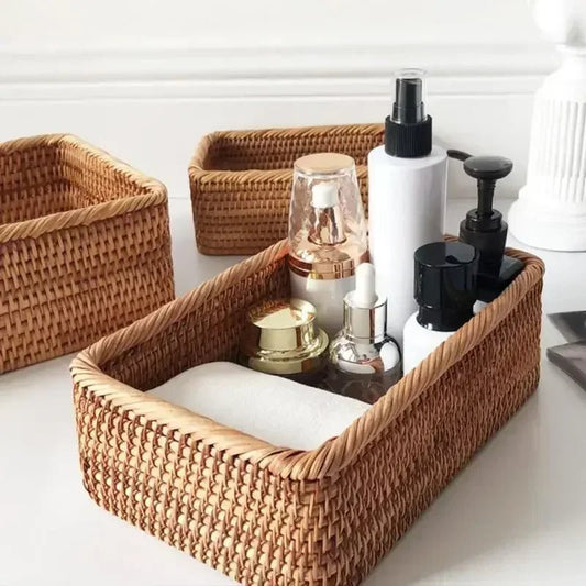 Panier de Rangement en Rotin - Design Naturel et Multifonction carré - Rangement Express Rangement Express 14:366#20x14x7cm Panier de Rangement en Rotin - Design Naturel et Multifonction carré