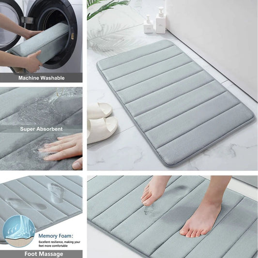 Tapis de Bain en Mousse à Mémoire de Forme – Douceur - Rangement Express Rangement Express 14:10#Navy Blue;183:200007737#C 50x60CM U - Shape Tapis de Bain en Mousse à Mémoire de Forme – Douceur